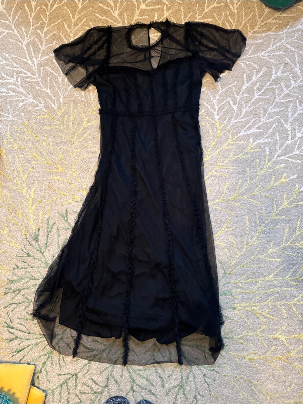 Boden frill tulle batwing sleeve dramatic long dress 14 - Picture 5 of 9